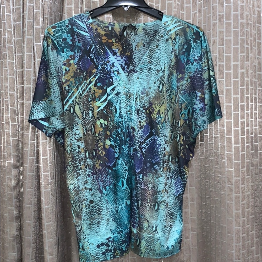 New directions blue silky blouse